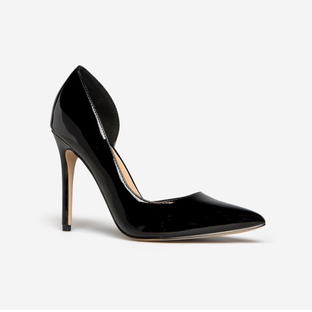 Never Worn Black Faux Leather Heels